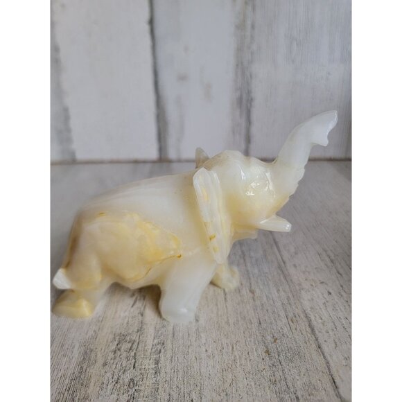 Onyx carved elephant white home decor unique figure safari - Picture 7 of 9